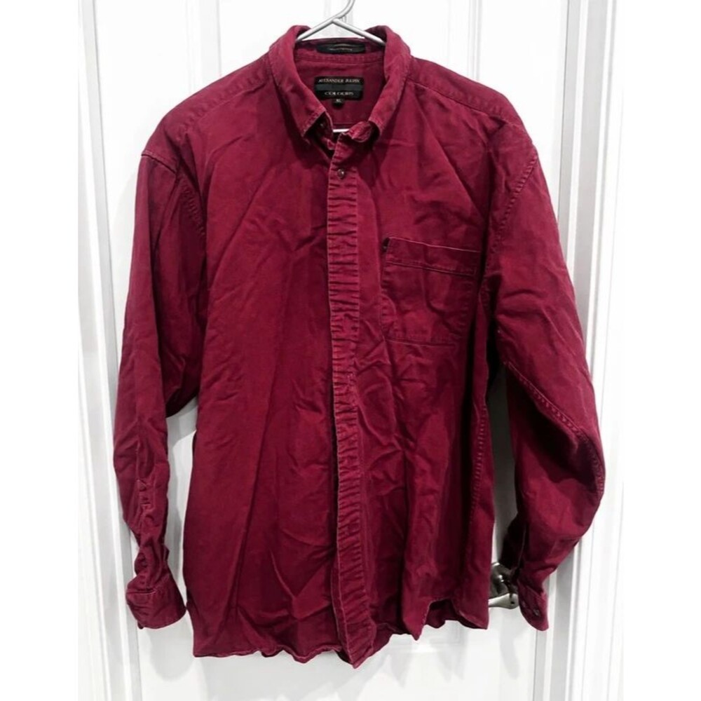 Alexander Julian Colours Men’s Burgundy Long Sleeve Button-Up Shirt XL